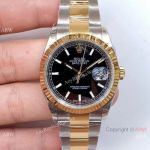 Replica Rolex Datejust Two Tone Black 36mm Watch EW Factory 3235 Movement